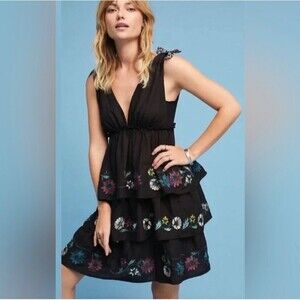 Anthropologie Red Carter Nerano Deep-V Mini Dress size large $230